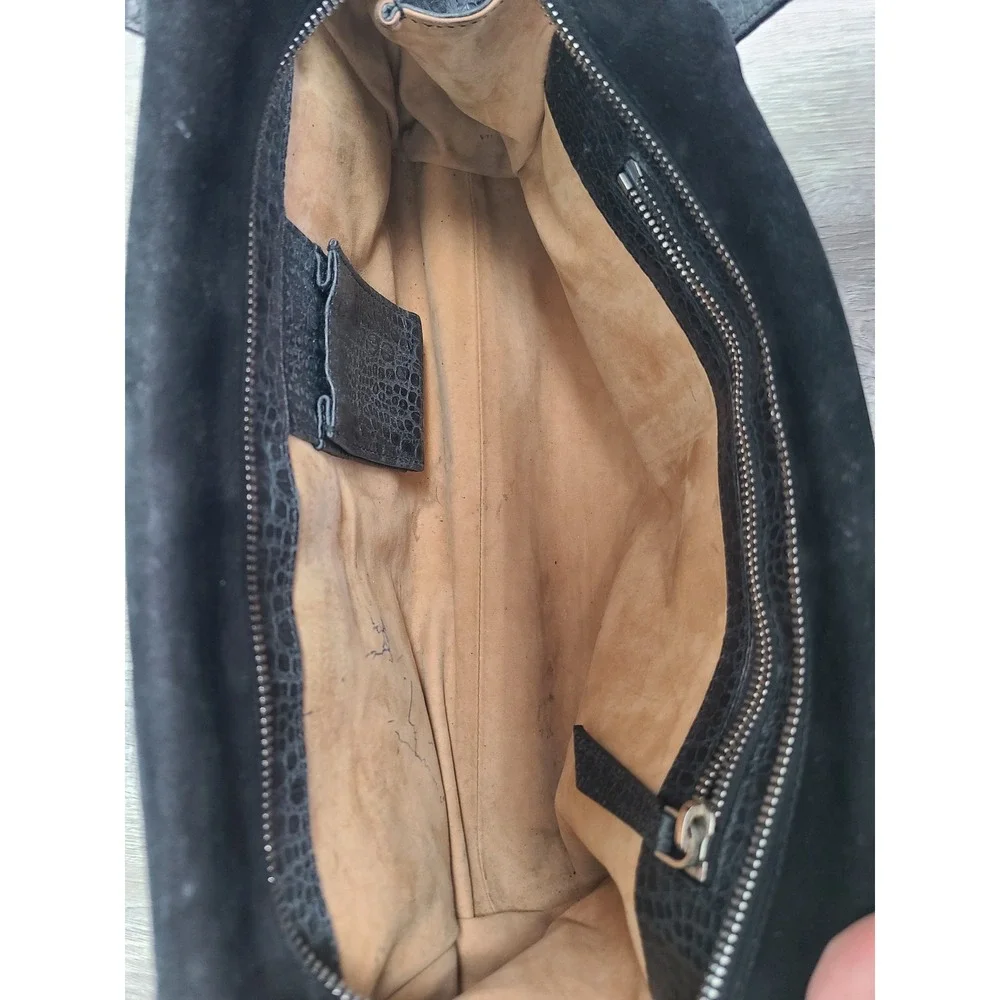 Smythson of Bond Street Alligator Leather Purse Black Suede Vintage Luxury‎ Euro